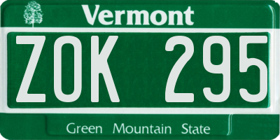 VT license plate ZOK295