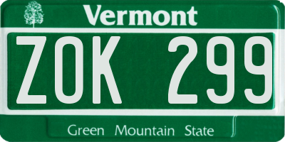 VT license plate ZOK299