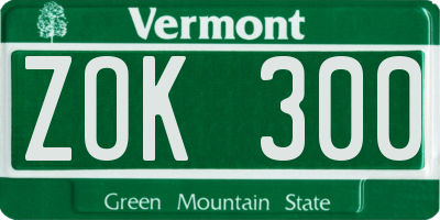 VT license plate ZOK300