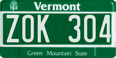 VT license plate ZOK304
