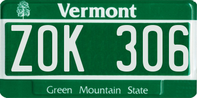 VT license plate ZOK306