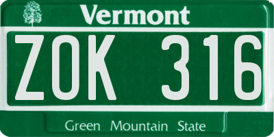VT license plate ZOK316