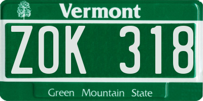 VT license plate ZOK318