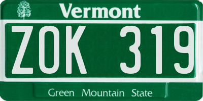 VT license plate ZOK319