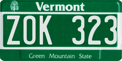 VT license plate ZOK323