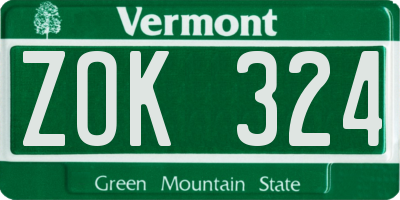 VT license plate ZOK324