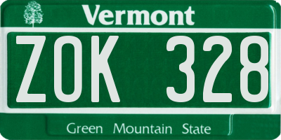 VT license plate ZOK328