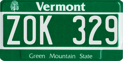 VT license plate ZOK329