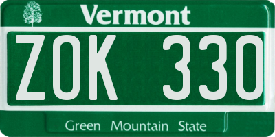 VT license plate ZOK330