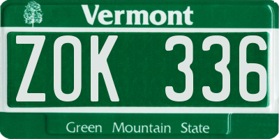 VT license plate ZOK336