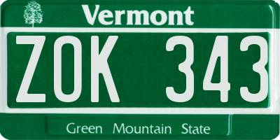 VT license plate ZOK343