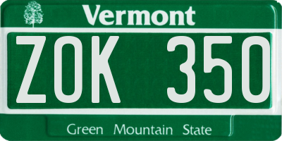 VT license plate ZOK350
