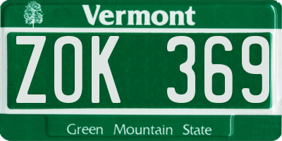 VT license plate ZOK369