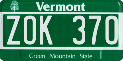 VT license plate ZOK370
