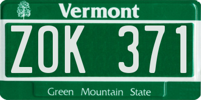 VT license plate ZOK371