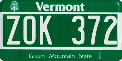 VT license plate ZOK372