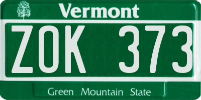 VT license plate ZOK373