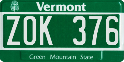 VT license plate ZOK376