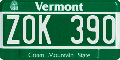 VT license plate ZOK390