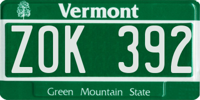 VT license plate ZOK392