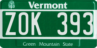 VT license plate ZOK393