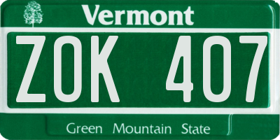 VT license plate ZOK407