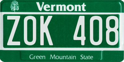 VT license plate ZOK408
