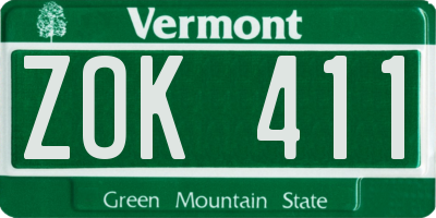 VT license plate ZOK411