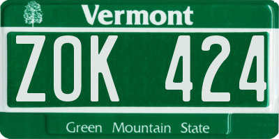 VT license plate ZOK424