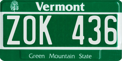 VT license plate ZOK436