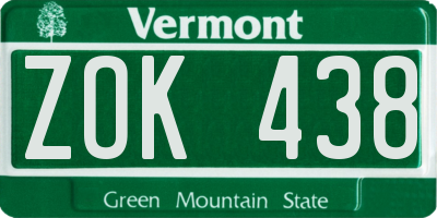 VT license plate ZOK438