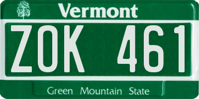 VT license plate ZOK461