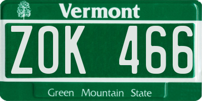 VT license plate ZOK466