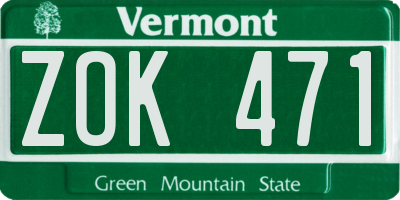 VT license plate ZOK471