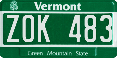 VT license plate ZOK483