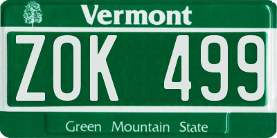 VT license plate ZOK499