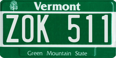 VT license plate ZOK511