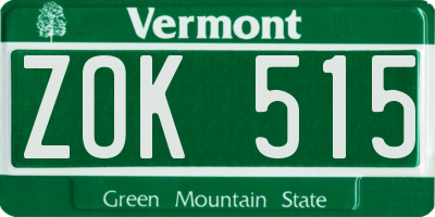 VT license plate ZOK515