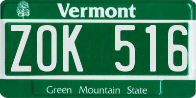 VT license plate ZOK516