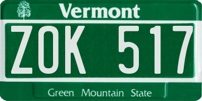 VT license plate ZOK517
