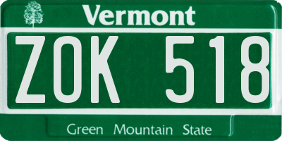 VT license plate ZOK518