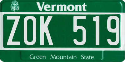VT license plate ZOK519