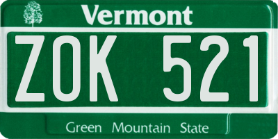 VT license plate ZOK521