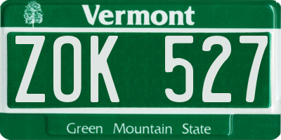 VT license plate ZOK527