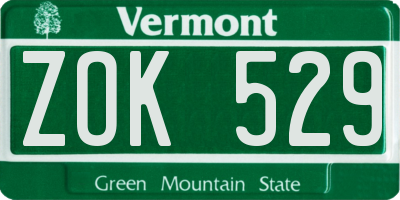 VT license plate ZOK529