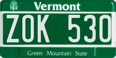 VT license plate ZOK530