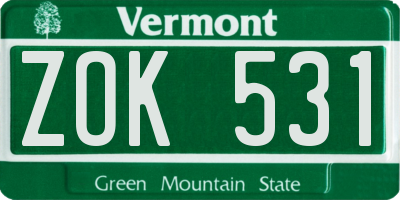 VT license plate ZOK531