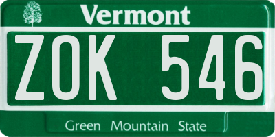 VT license plate ZOK546