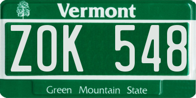 VT license plate ZOK548