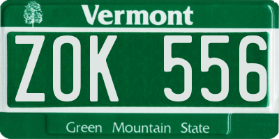 VT license plate ZOK556